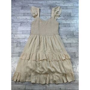 Leani Sun Dress Women's y2k babydoll‎ Lace Trim Boho Lagenlook Cottage  size L